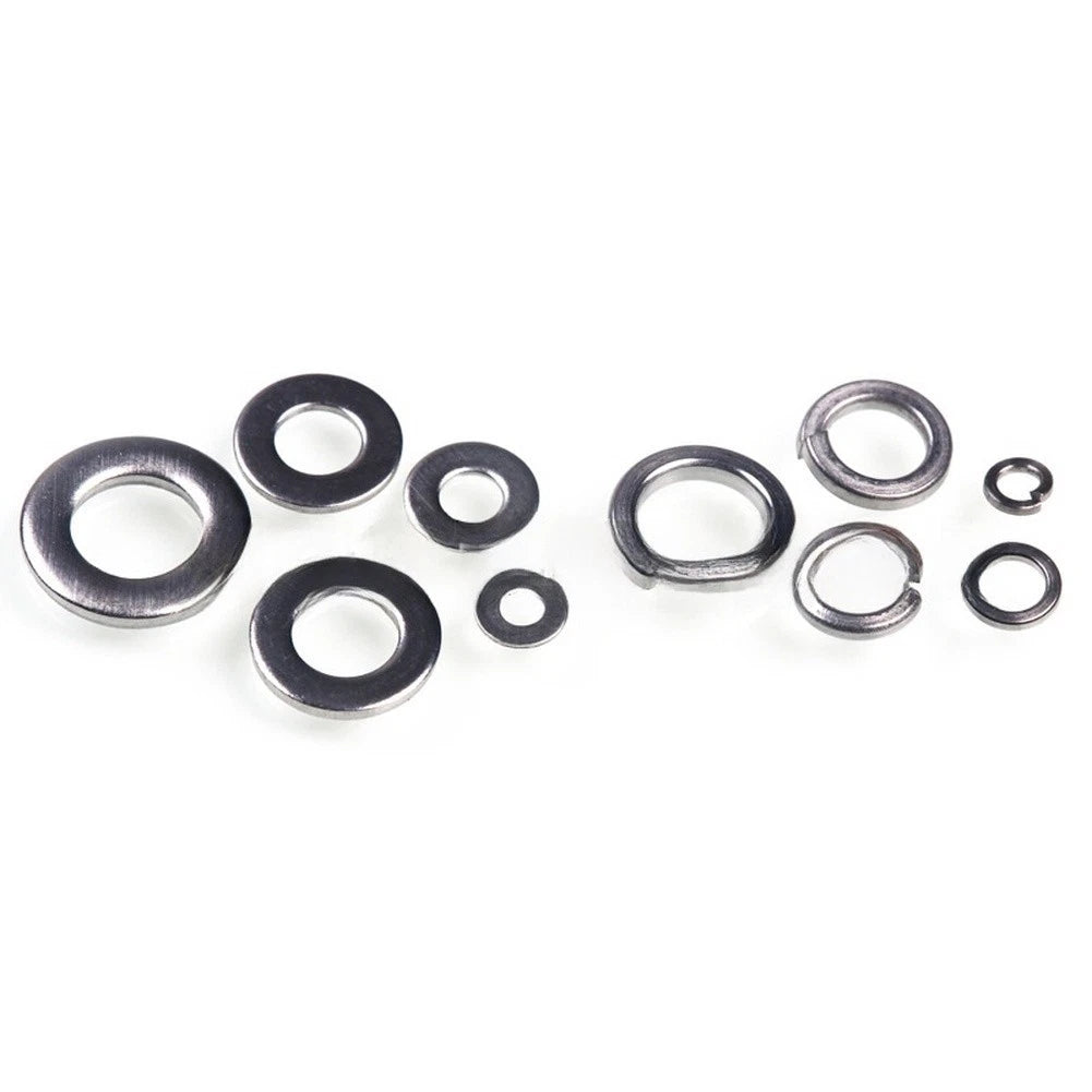300PCS Flat & Spring Washer Assortment 304 Stainless Steel for M2 M3 M5 M6