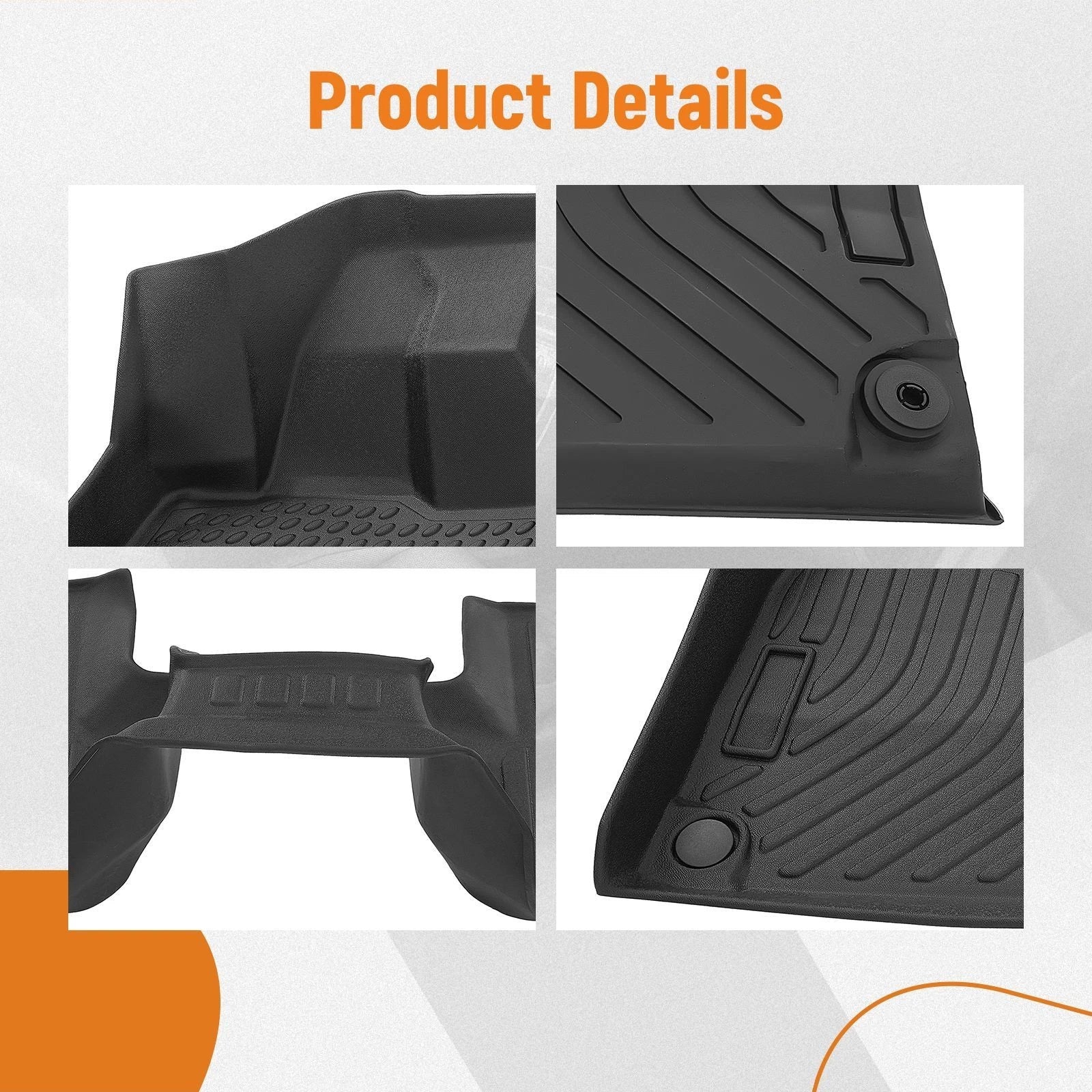 Set of 4 Black TPE Rubber Floor Mats for Audi A4/S4 2009–2016