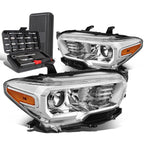 Pair Chrome Amber Signal Headlight Lamps for Toyota Tacoma (2016–2020)