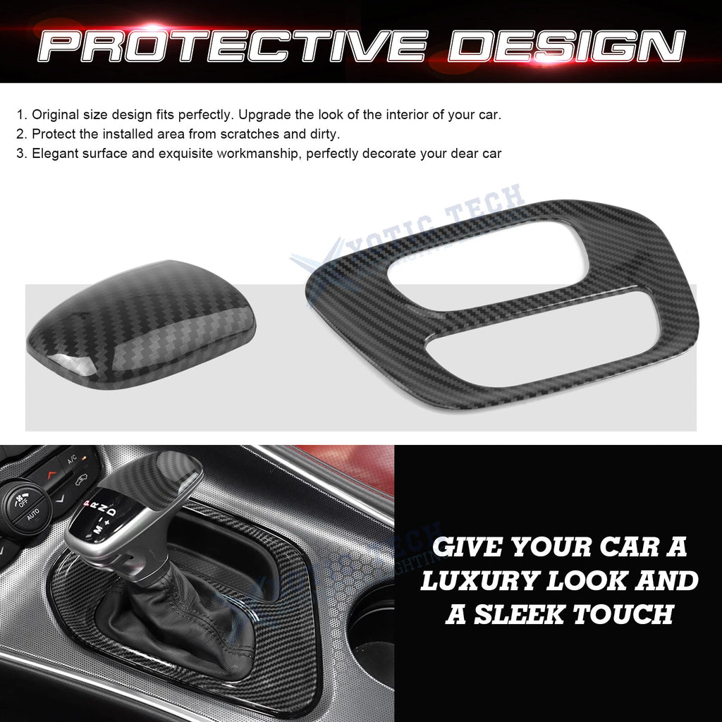 Gear Shift Media Panel and Knob Cover for Dodge Challenger 2015-2025