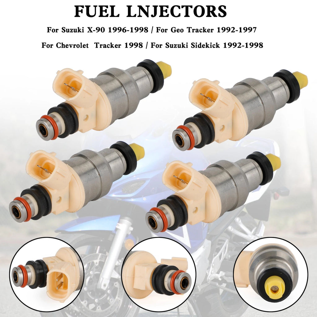 Set of 4 Fuel Injectors for Suzuki Sidekick Tracker X-90 (1996–1998) 15710-58B00 INP-470