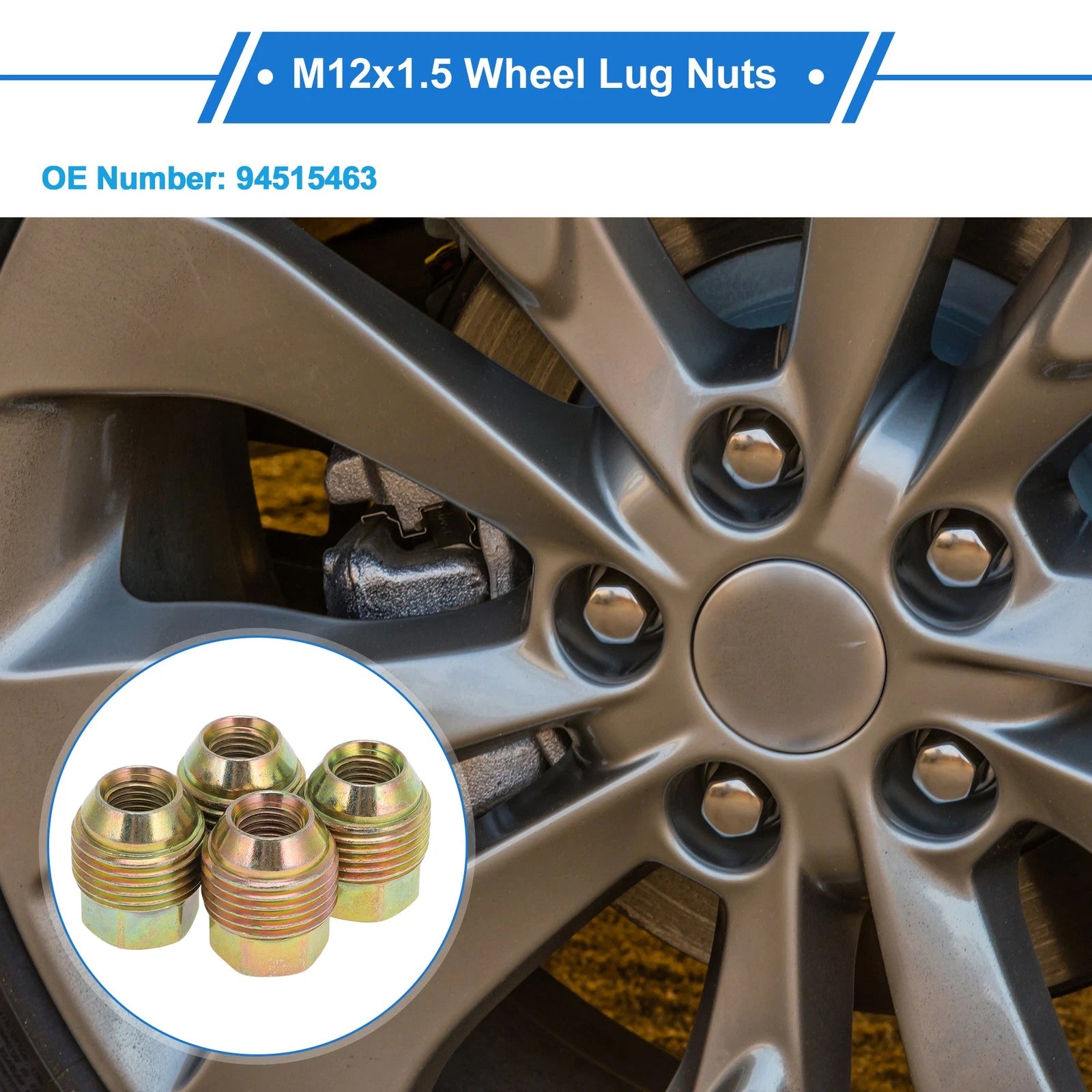 Set of 4 M12x1.5 Wheel Lug Nuts for Chevrolet Aveo (2005–2011) No. 94515463