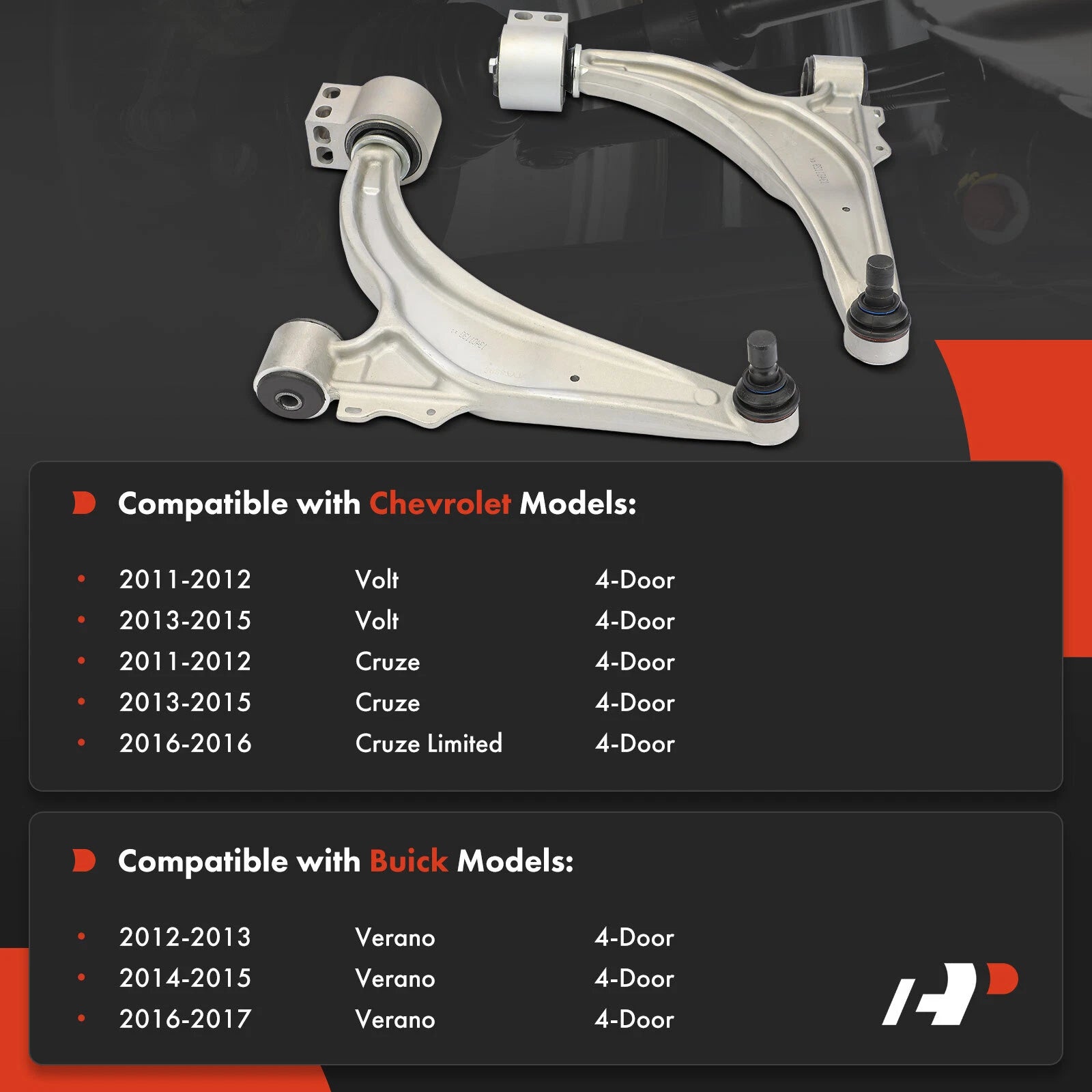 2X Control Arm and Ball Joint Assembly Front Lower for Chevy Cruze (2011-2019)