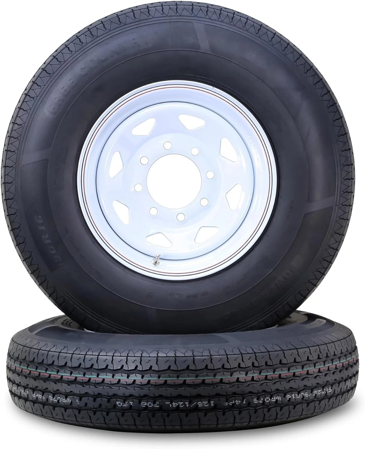 2 Free Country Trailer Tire Rims ST225/90R16 14Ply G 127L 8 Lug 6.5" White Spoke