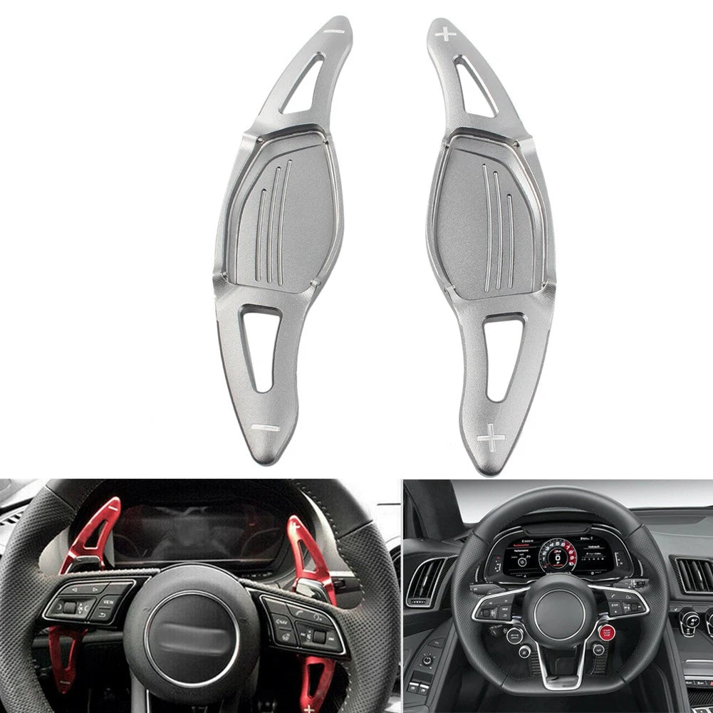 2X Steering Wheel Paddle Shifter Extension for Audi R8 RS3 RS4 RS5 TT RS (2007–2020) Grey