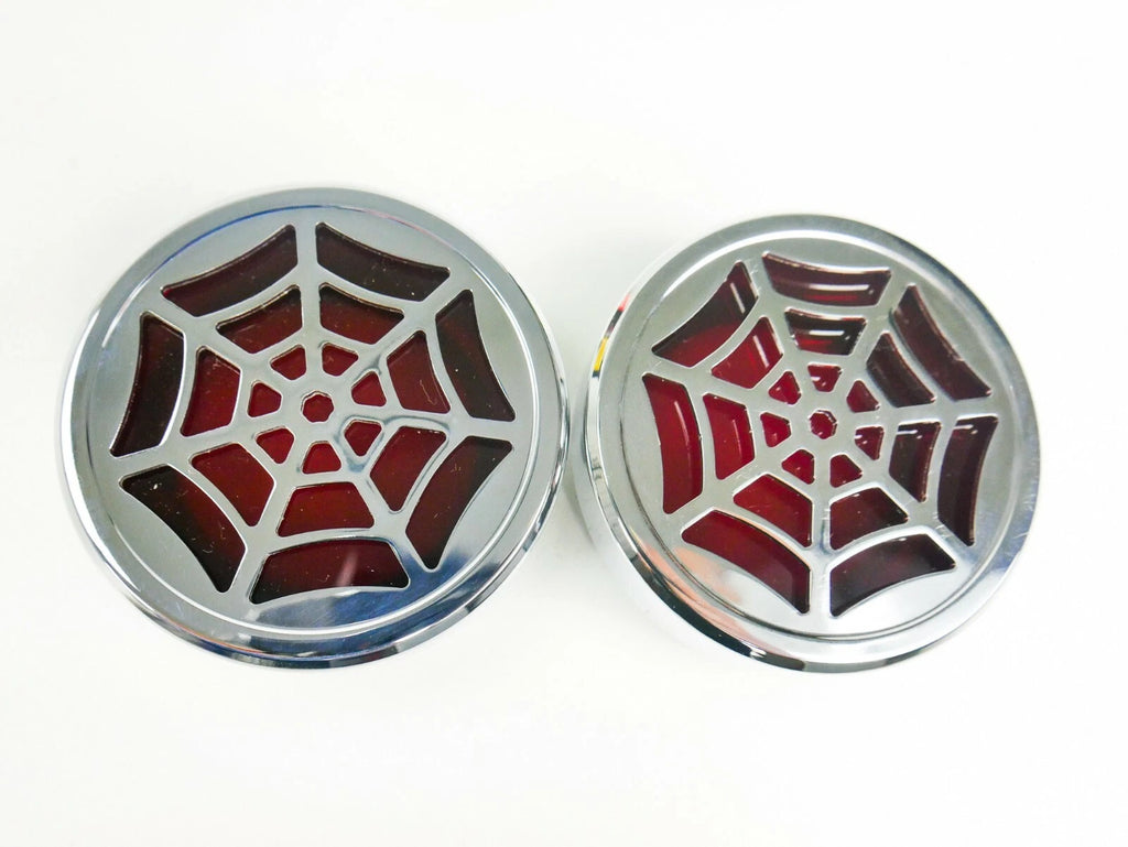 Chrome Spider Web Trim Red Turn Signal Lens Kit for Harley Davidson