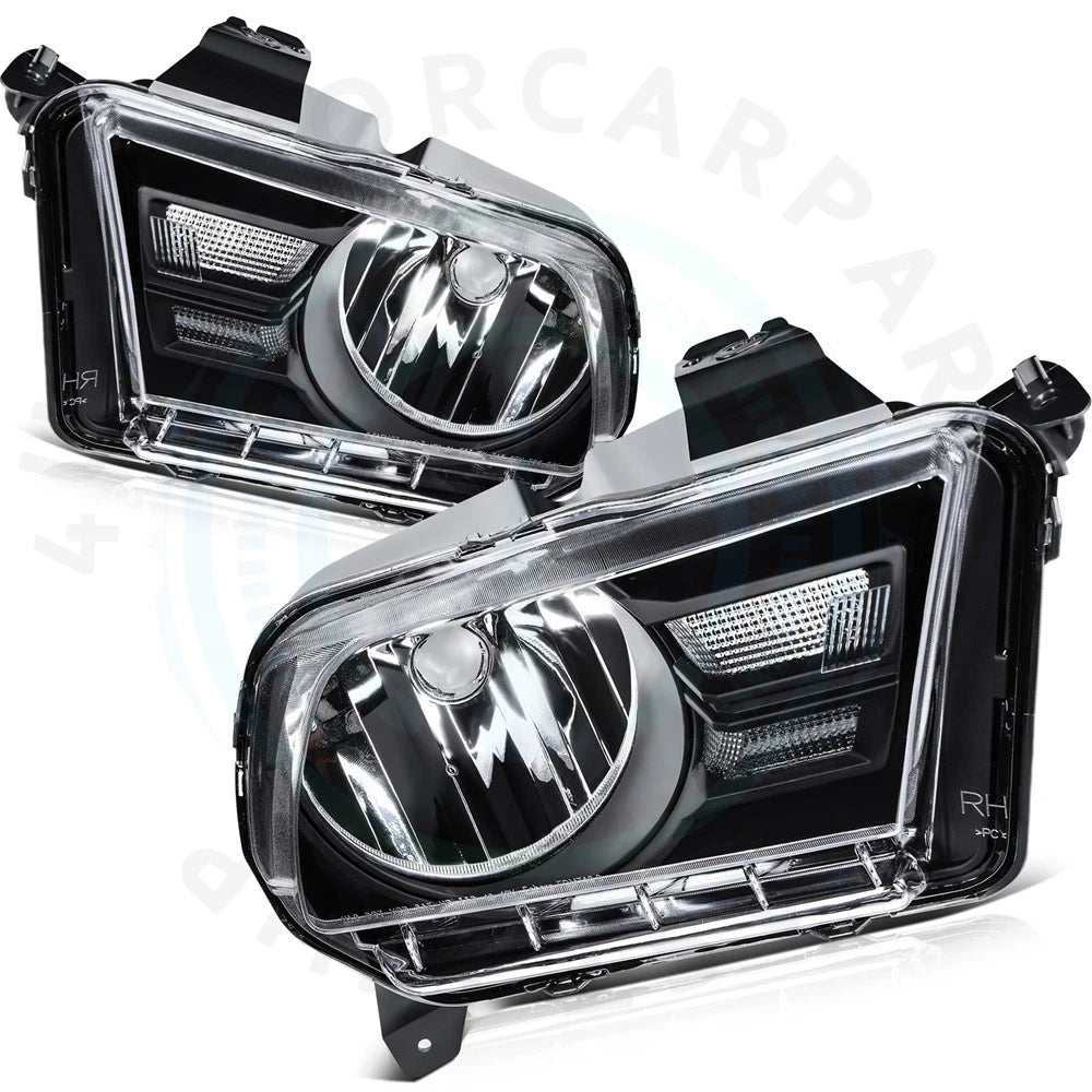 Headlight Assembly Set for Ford Mustang (2010–2014) Black