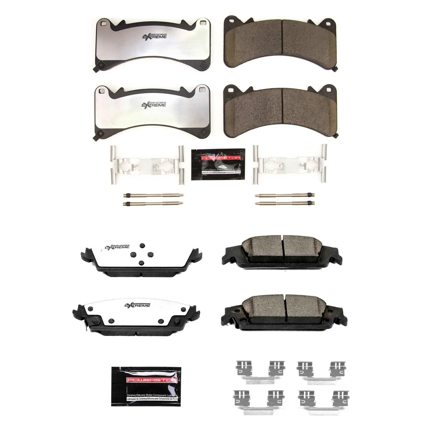 PowerStop Front & Rear Carbon-Fiber Ceramic Brake Pads Kit for Silverado 1500 (2014–2019)