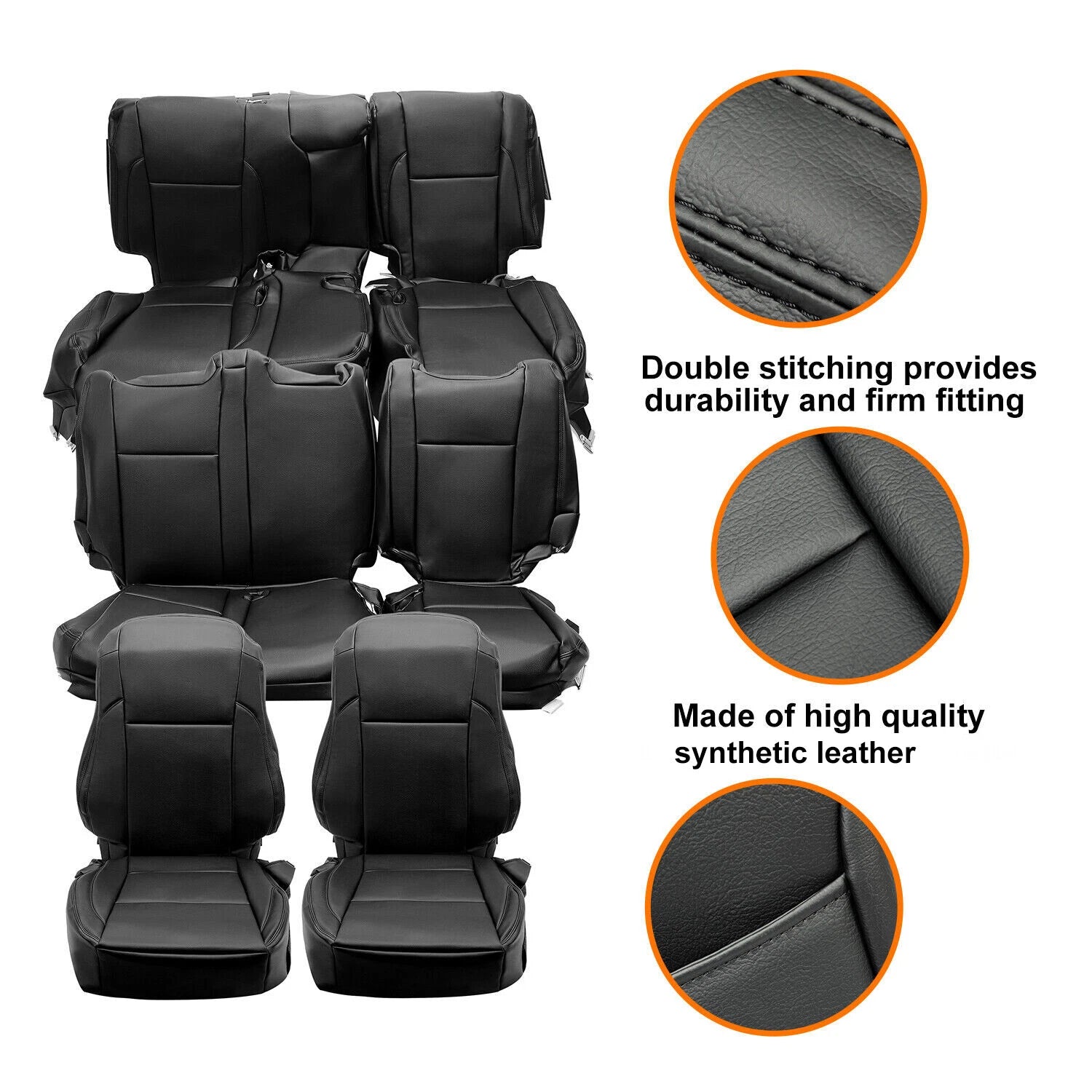 Set of 2 Seat Covers for Toyota Highlander LE/Hybrid (2014–2019) Black