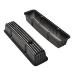 Black Finned Aluminum Tall Valve Covers for Chevy Small Block 327 350 400 (1958–1986)
