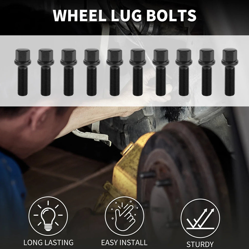10 x M14x1.5mm Ball Seat Wheel Lug Bolts for Volkswagen & Porsche