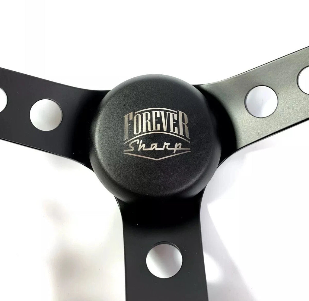 3 Hole Chain Steering Wheel with Horn Button and A01 Adapter for Black (Universal)