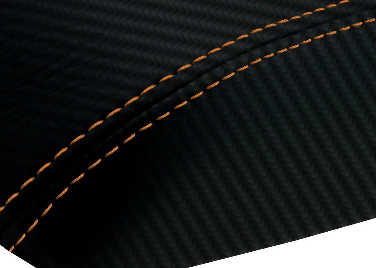 Console Lid Armrest Cover for Ford Ranger (1998–2004) Carbon Fiber Orange Stitch