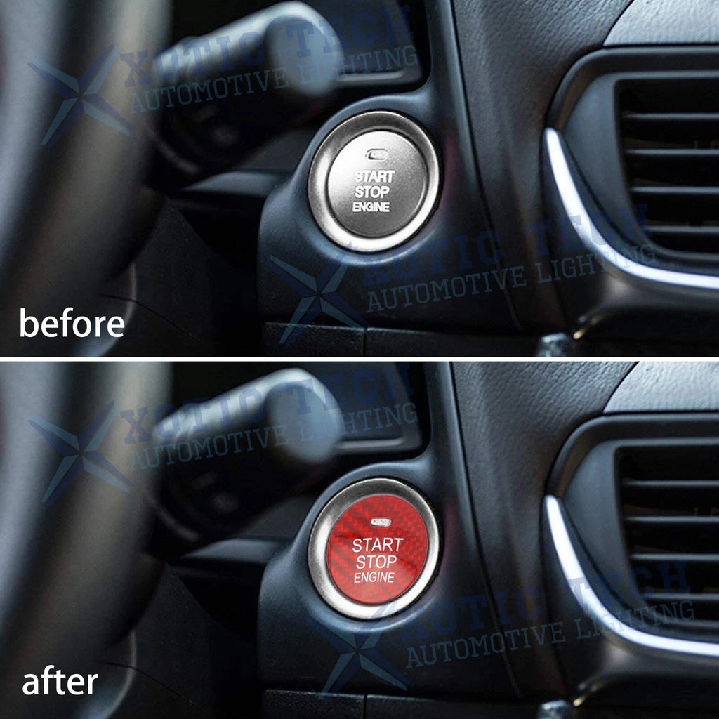 Carbon Fiber Red Engine Start Stop Button Cover for Mazda CX-3 CX-5 MX-5 (2016-2021)