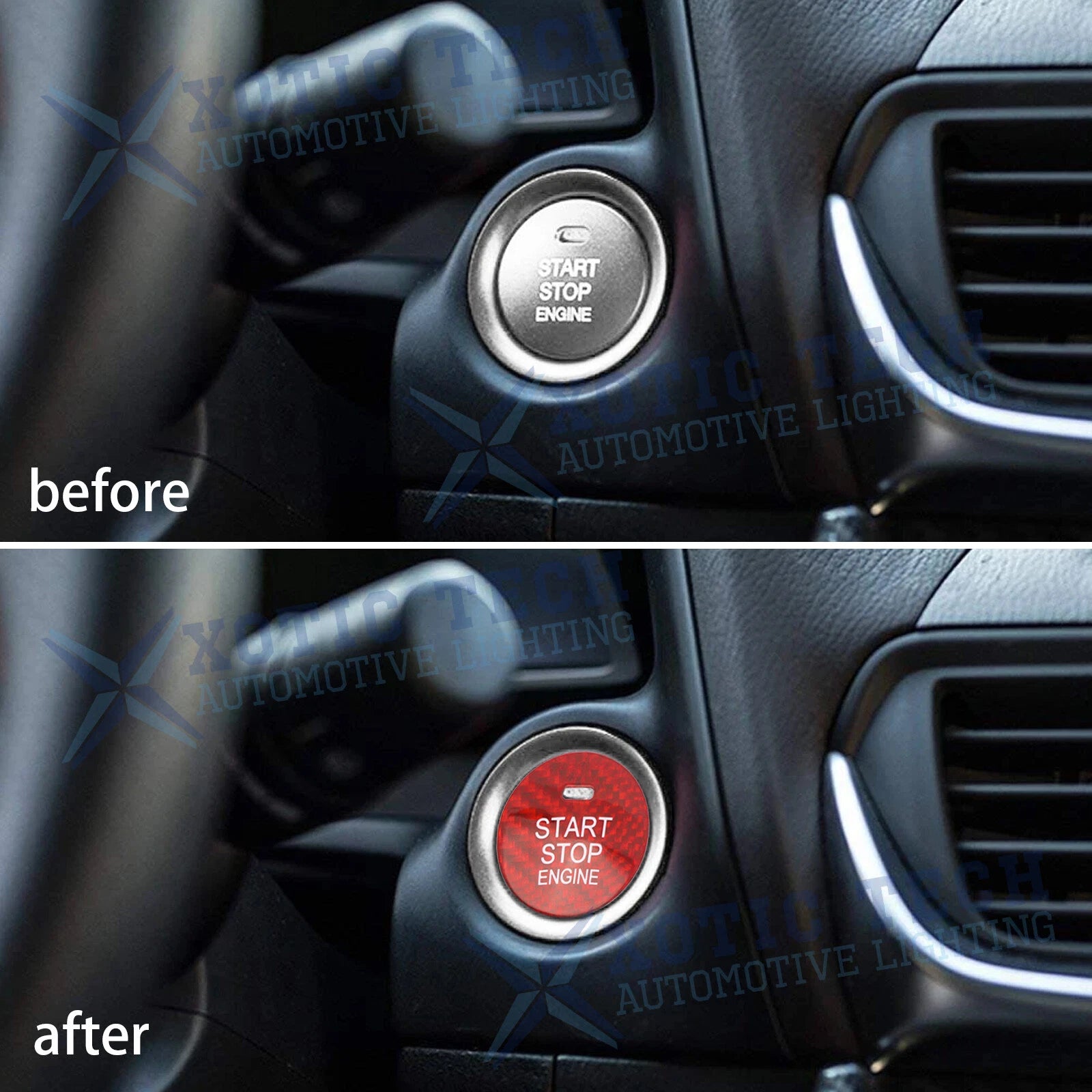 Carbon Fiber Red Engine Start Stop Button Cover for Mazda CX-3 CX-5 MX-5 (2016-2021)