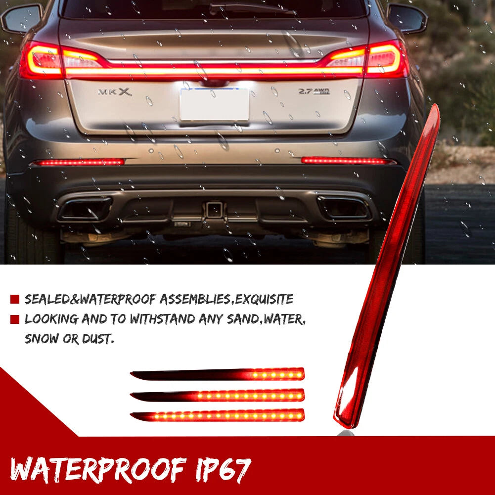 Red LED Rear Bumper Reflector Tail Lights for Lincoln MKZ (2013–2020)