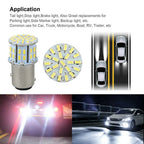 1157 BAY15D 4pcs 50SMD LED Tail Stop Light Bulbs 6000K Pure White for Vehicles