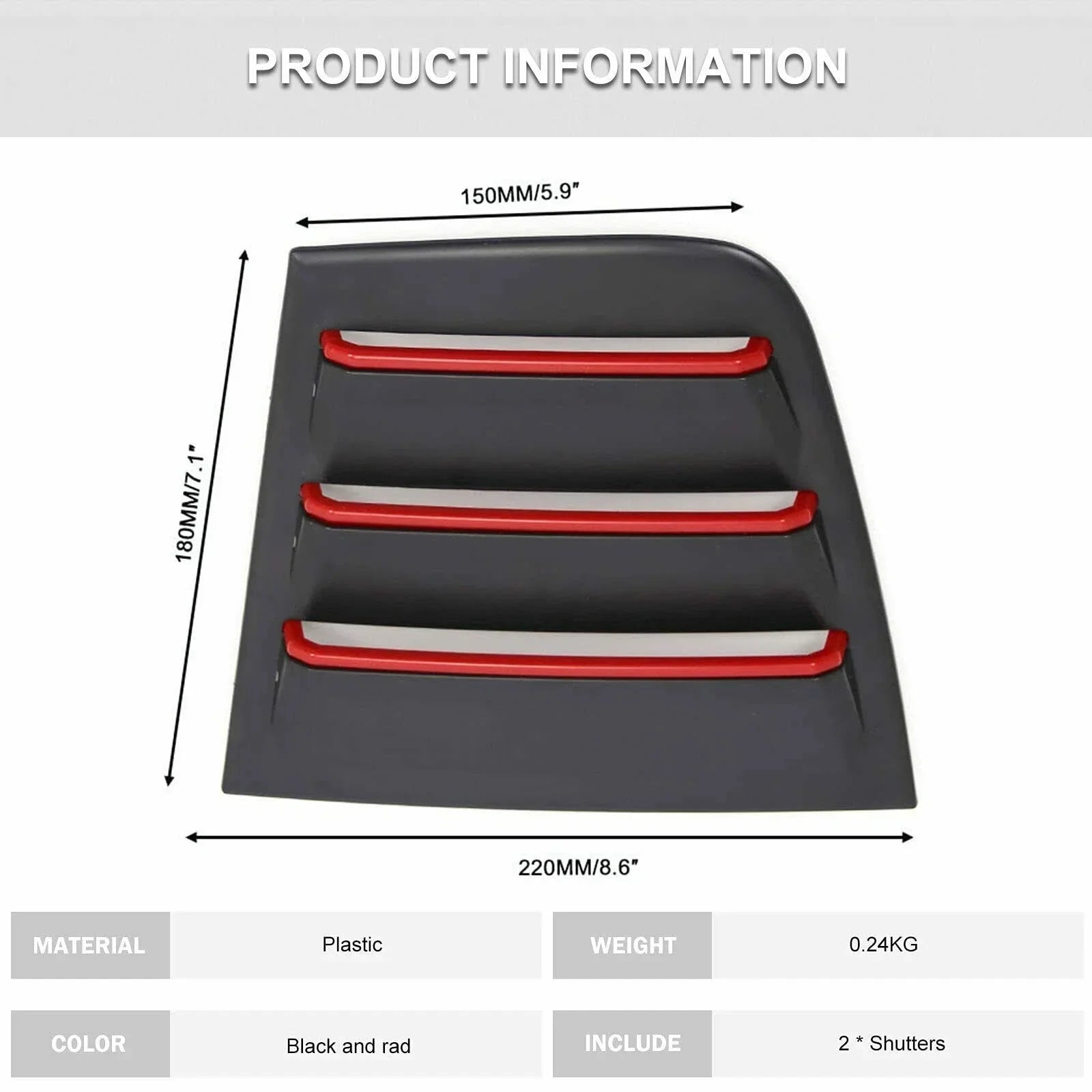 Rear Side Window Blinds Louver Cover for Dodge Charger (2011–2023)