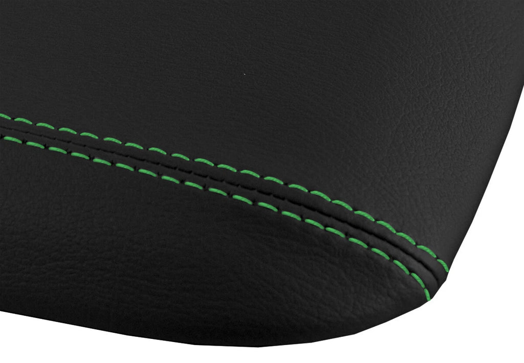 Leather Console Lid Armrest Cover for Ford Mustang (2005–2009) Green Stitch