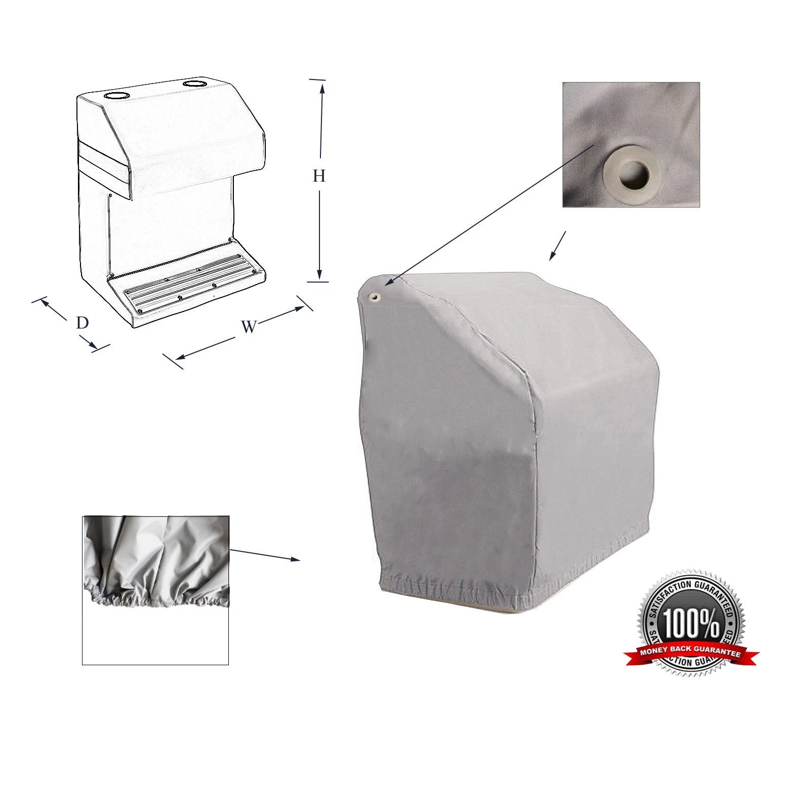 Pontoon Boat Captain Stand Cover 24"Dx27"Wx33"H Grey 600D (Fits Most Models)