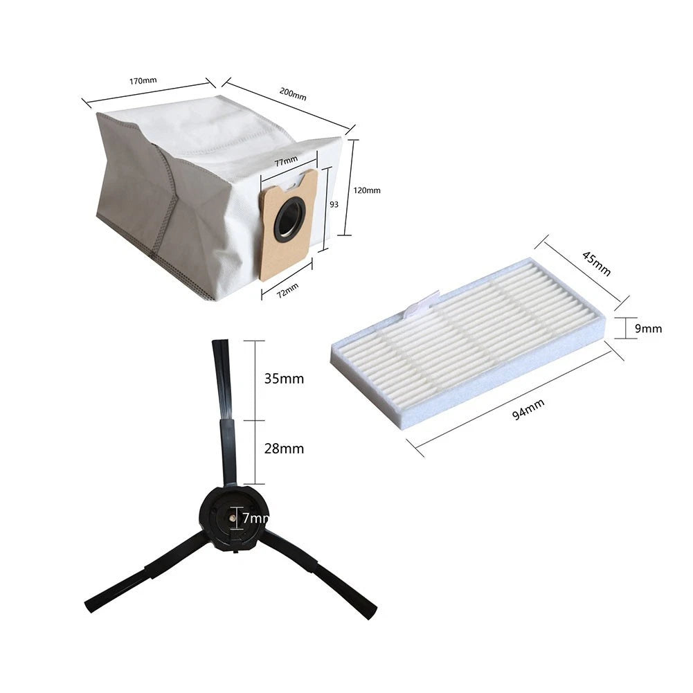 Set of 4 Dust Bags, 4 HEPA Filters, 4 Side Brushes for Omni C20