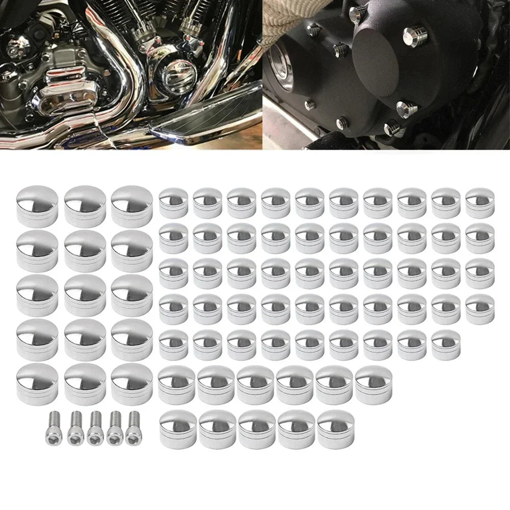 75X Chrome Engine Bolt Topper Caps for Harley Touring Road Street Glide (07-16)