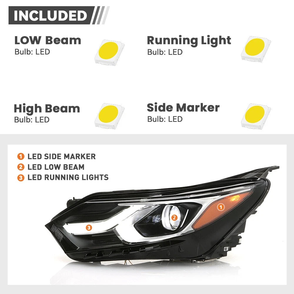 LED Headlight for Chevy Equinox (2018–2020) w/ DRL & LED Module Left Driver