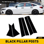 6pcs Black Pillar Posts Set for Honda Civic (2022)