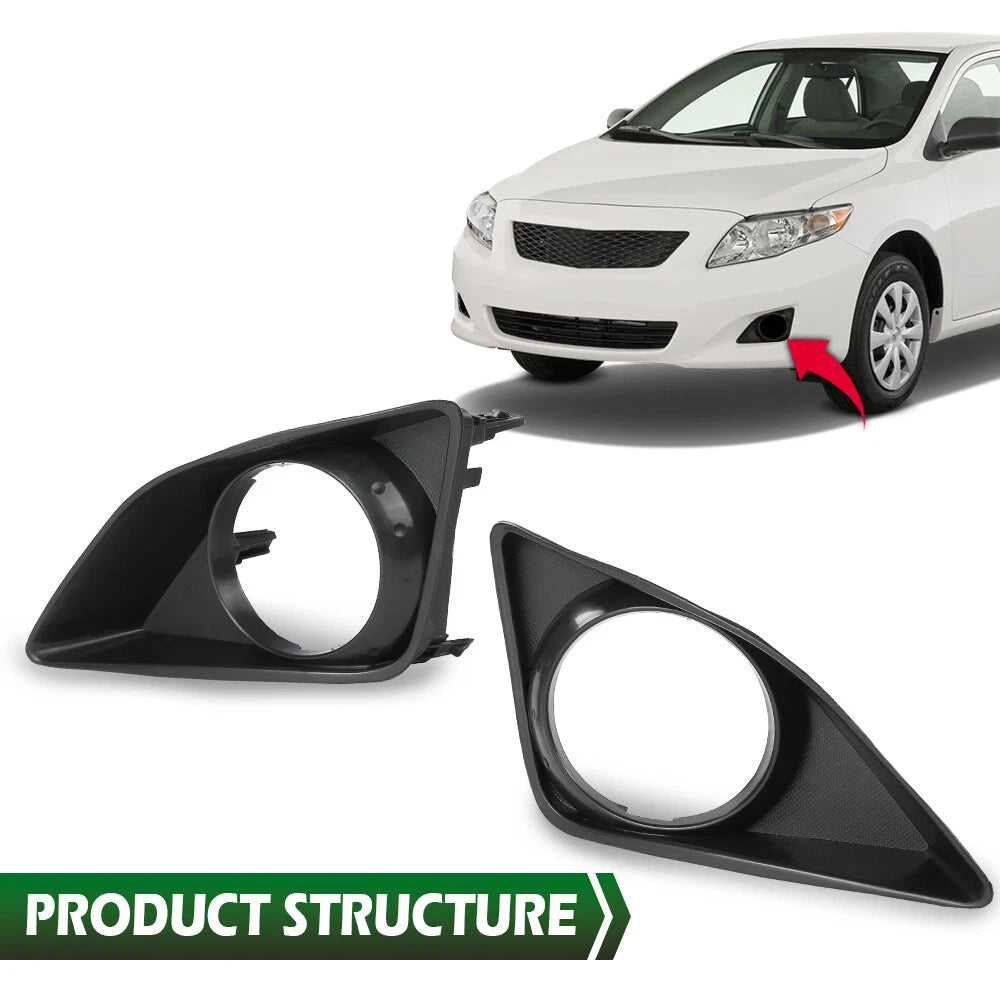 Set of 2 Bumper Fog Light Bezel Trim for Toyota Corolla (2009–2010)