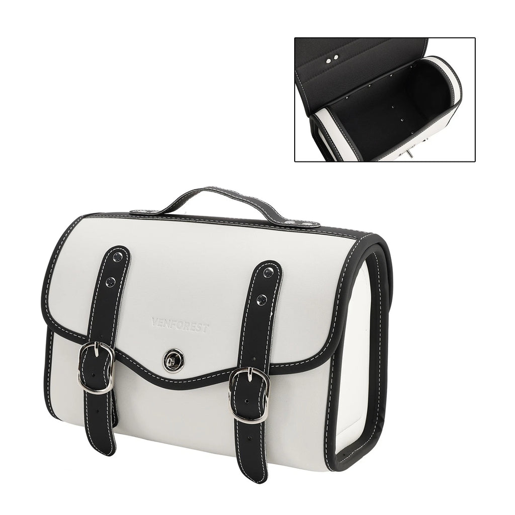 Side Saddlebag Tail Bag for Motorbike (Color Matching, White)