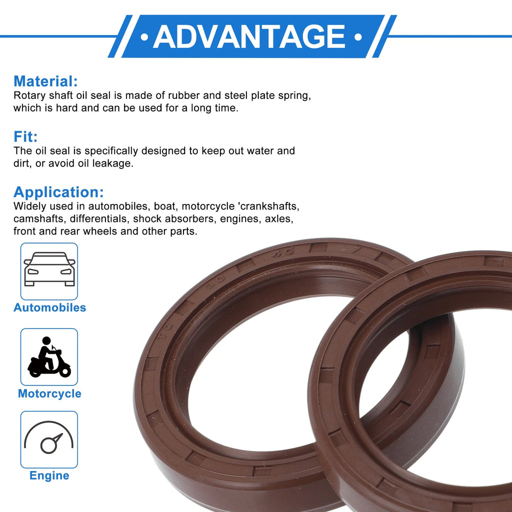 2X Oil Seal Rotary Shaft Seal FKM Rubber 30x40x7mm for Various Models 