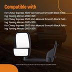 Manual Side Mirror for GMC Savana 3500 (2003–2011) Black 128-01604R