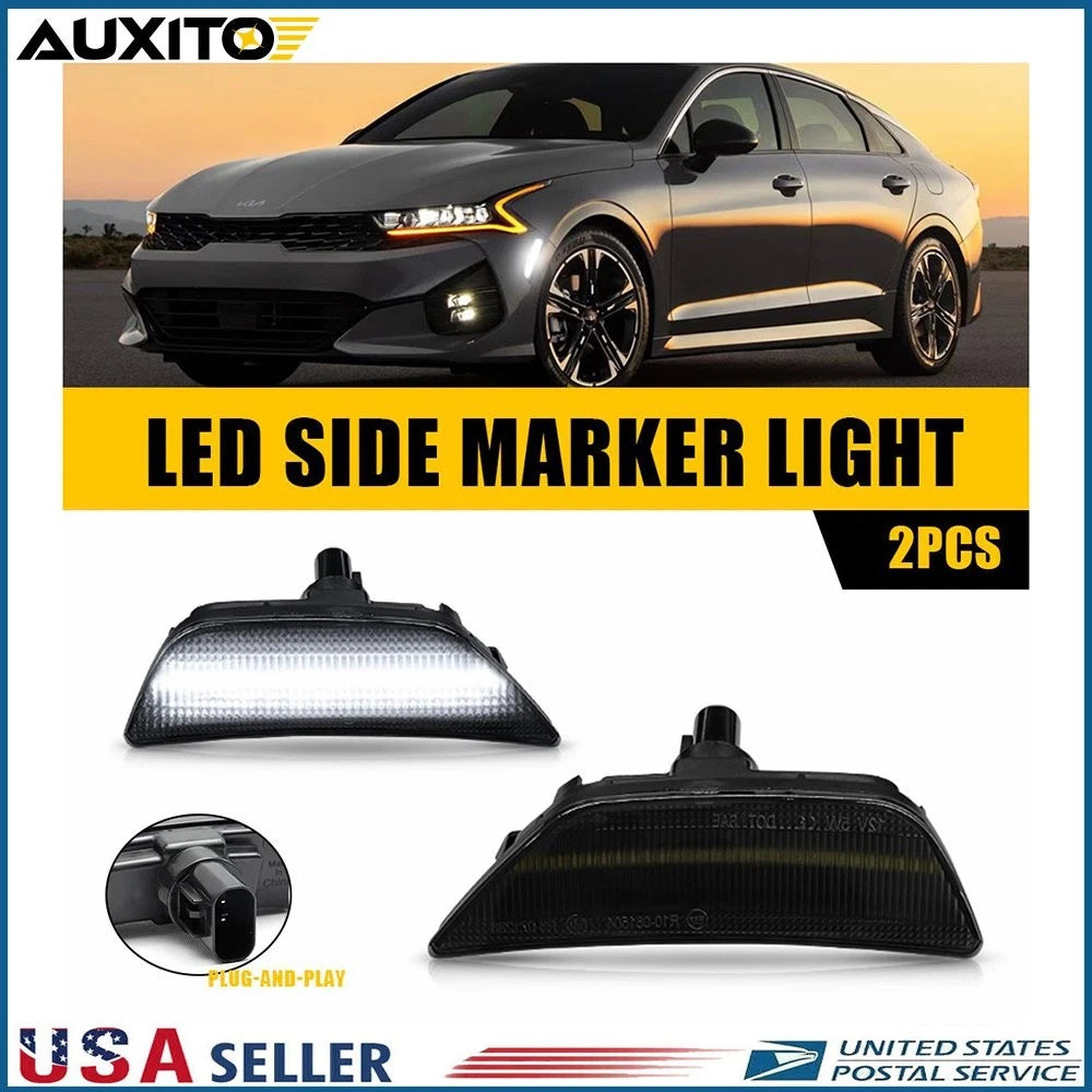 Smoked White LED Front Side Marker Lights for Kia K5 (2021–2024)