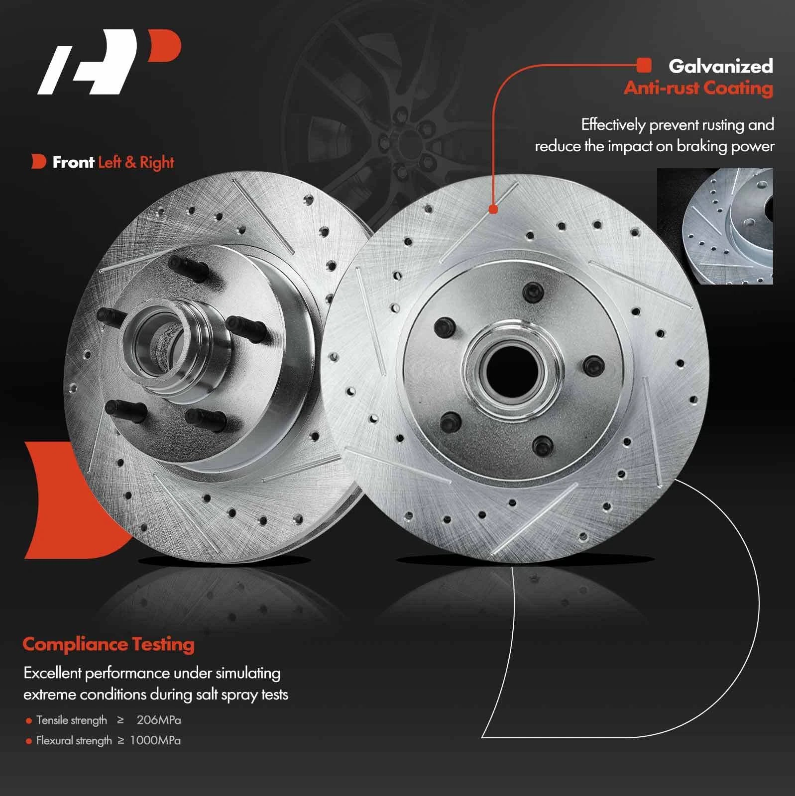 Front Drilled Brake Rotors & Ceramic Pads for Ford Explorer Ranger