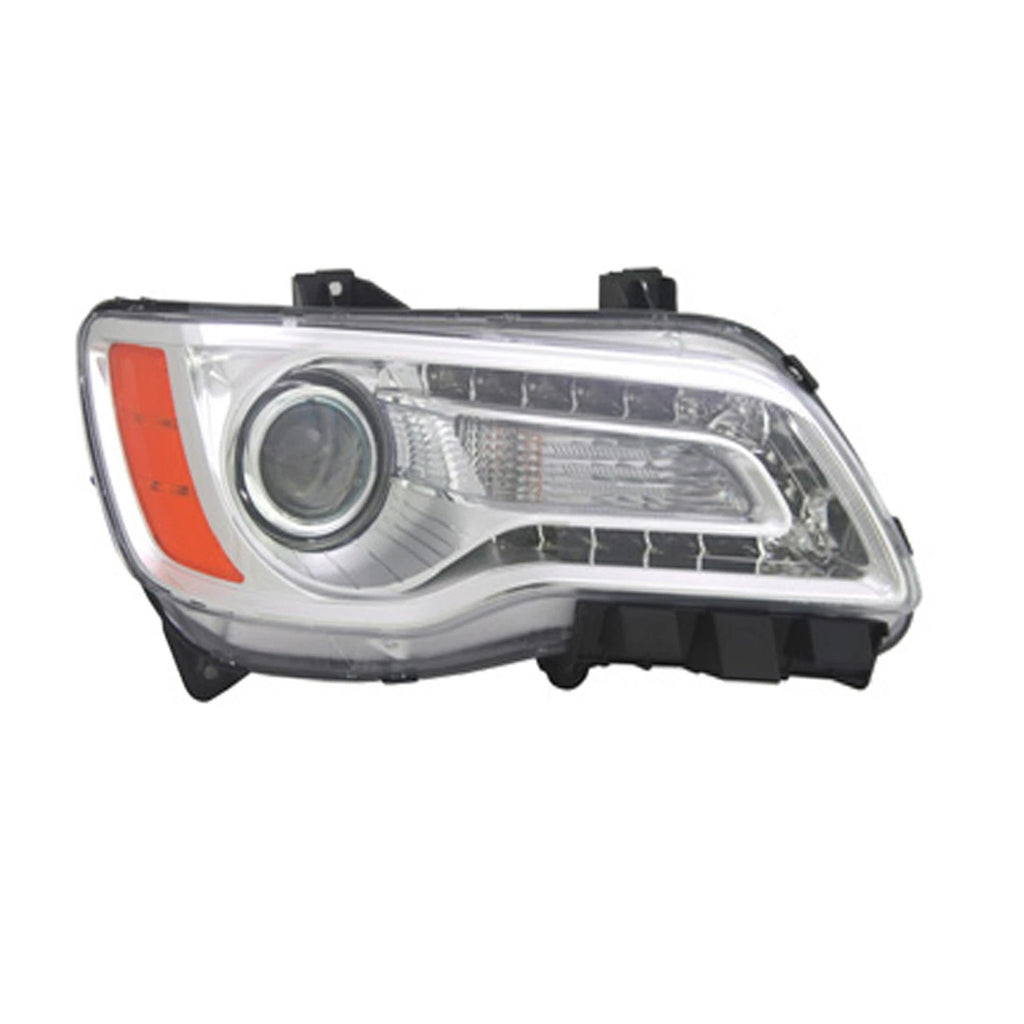 Replacement Passenger Side Halogen Headlight Assembly with Chrome Bezel for