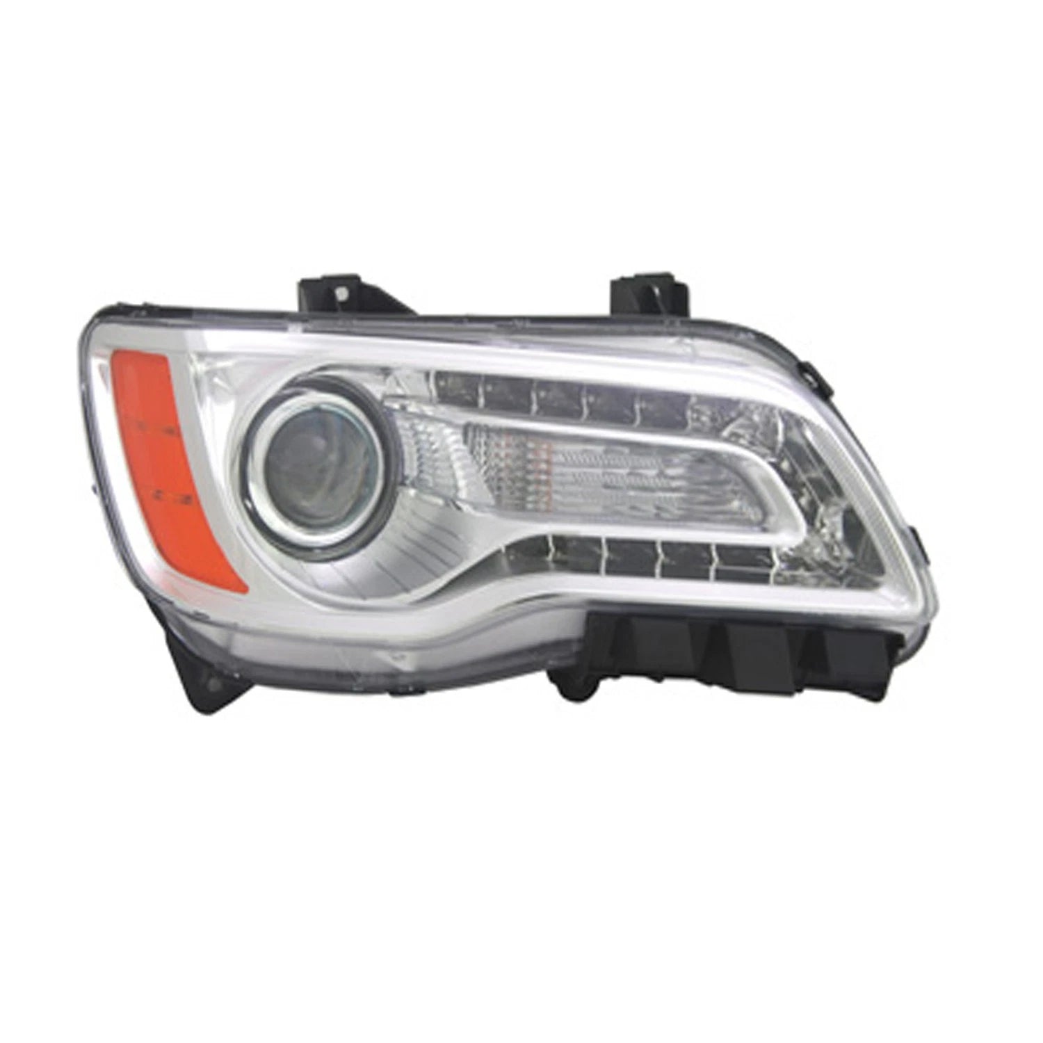 Replacement Passenger Side Halogen Headlight Assembly with Chrome Bezel for