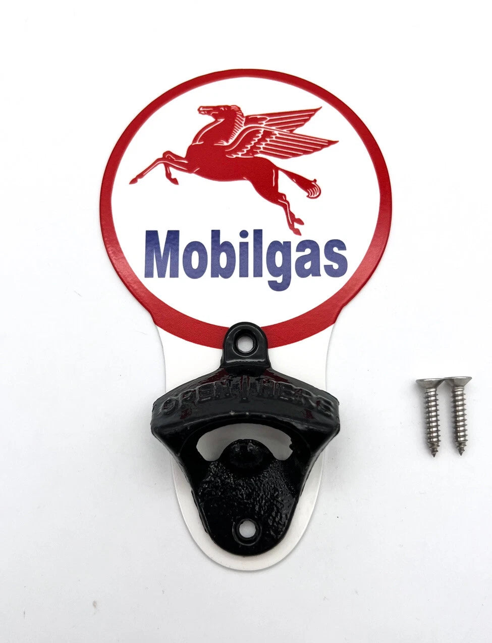 Metal Wall Mount Gas Bottle Opener for Pegasus Mobilgas Sign Bottle Opener