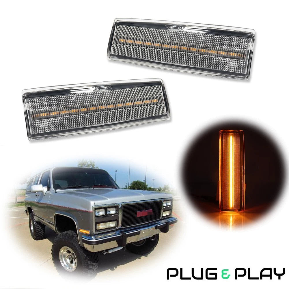 2X Clear Amber LED Side Marker Lights for Chevrolet S10 GMC S15 Jimmy
