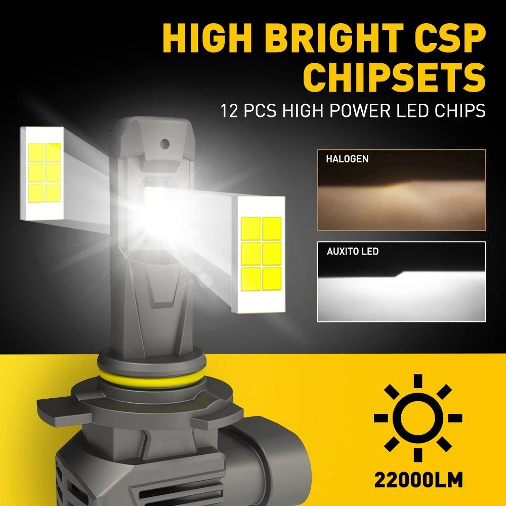 2X 9012 LED Headlight Bulbs for HIR2 Vehicles (2000–2023)