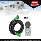 3-Prong Power Inlet Box with 50 Amp Locking RV Extension Cord (30 Feet)