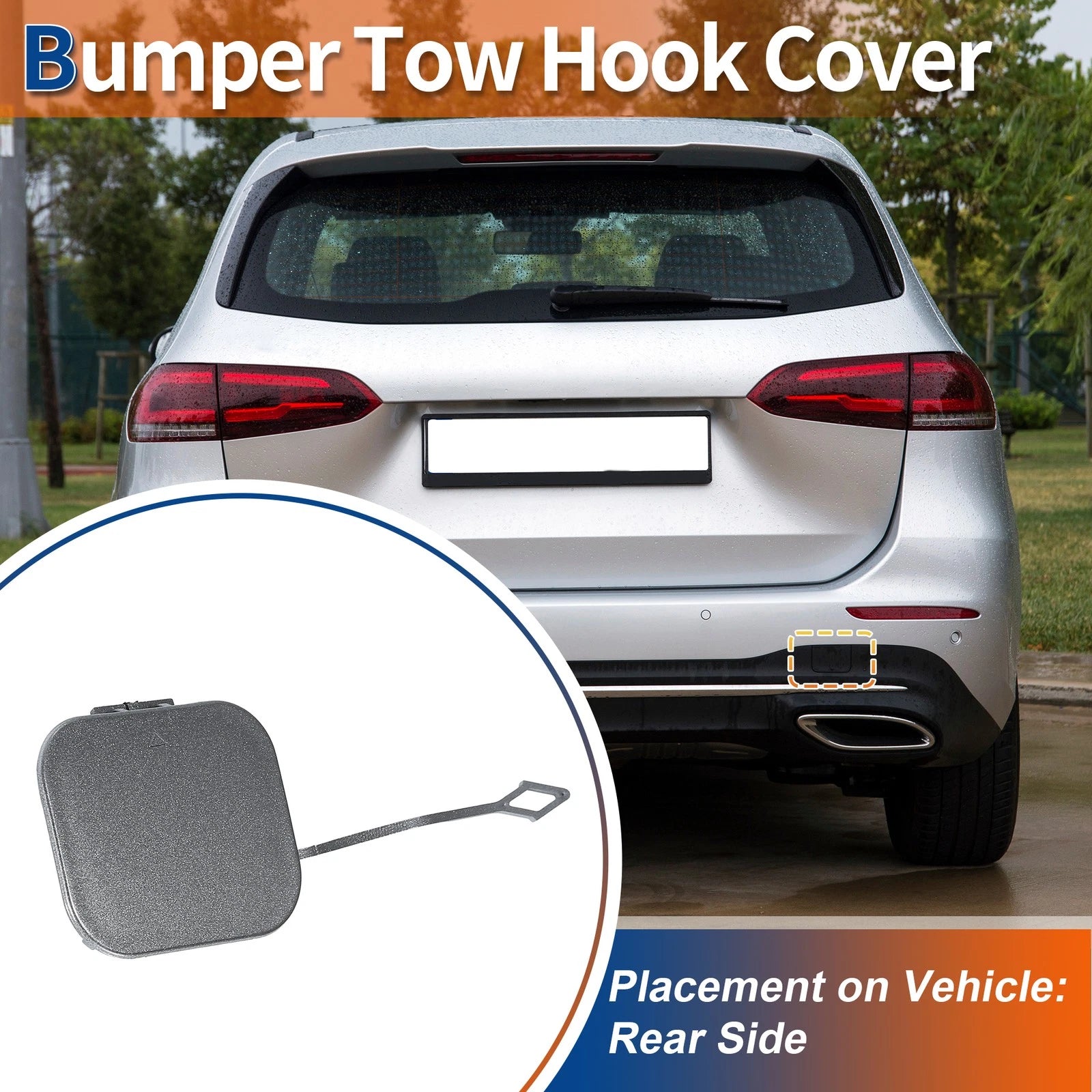 Rear Car Bumper Tow Hook Cover for Mercedes-Benz B-Class (2012–2019) No.A2468851022 Gray