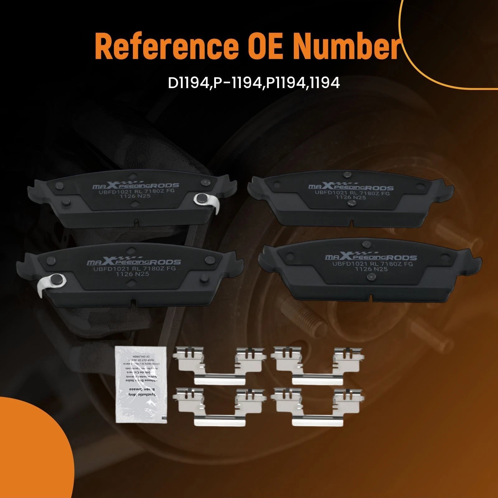 Set of 4 Rear Ceramic Brake Pads for Chevrolet Avalanche/Cadillac Escalade (2007–2013)