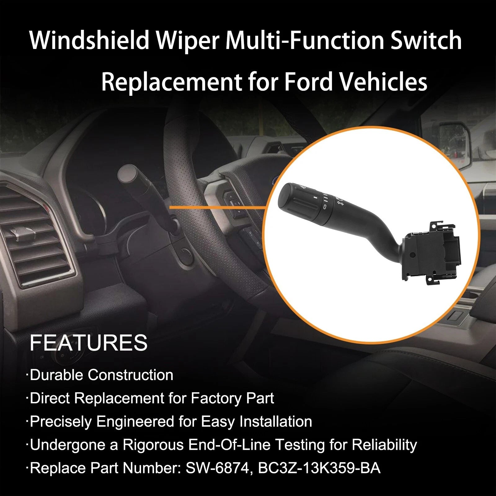 Turn Signal Windshield Wiper Switch for Ford F150 F250 F350 F450 (2011–2013) SW6874