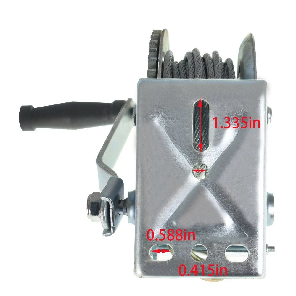 Manual Crank Winch for Boat (1500 lbs, 5.0mm x 10m Rope)