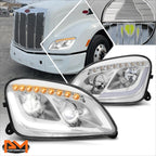Full LED DRL + Sequential Turn Signal Headlight for Peterbilt 579 587 (2011–2021)