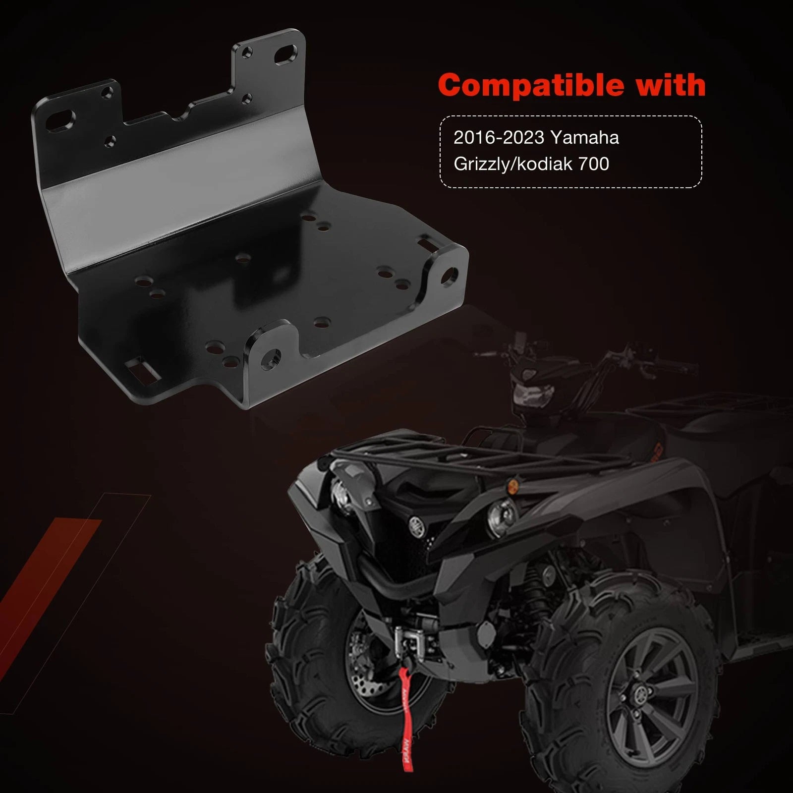 Winch Plow Mount Bracket Kit for Yamaha Grizzly Kodiak 700 (2016-2023)