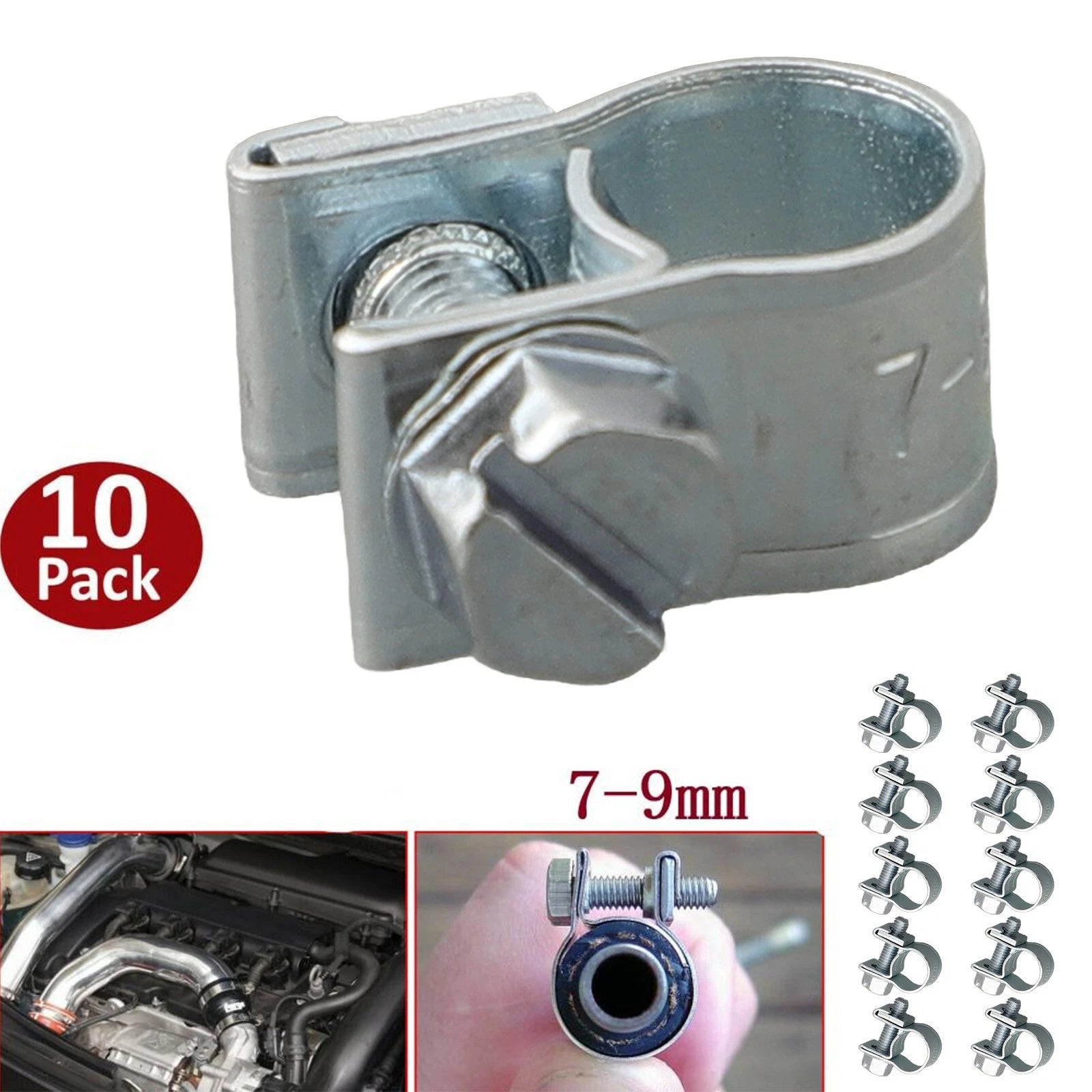 Set of 10 Hose Clips for Agricultural Fuel Line