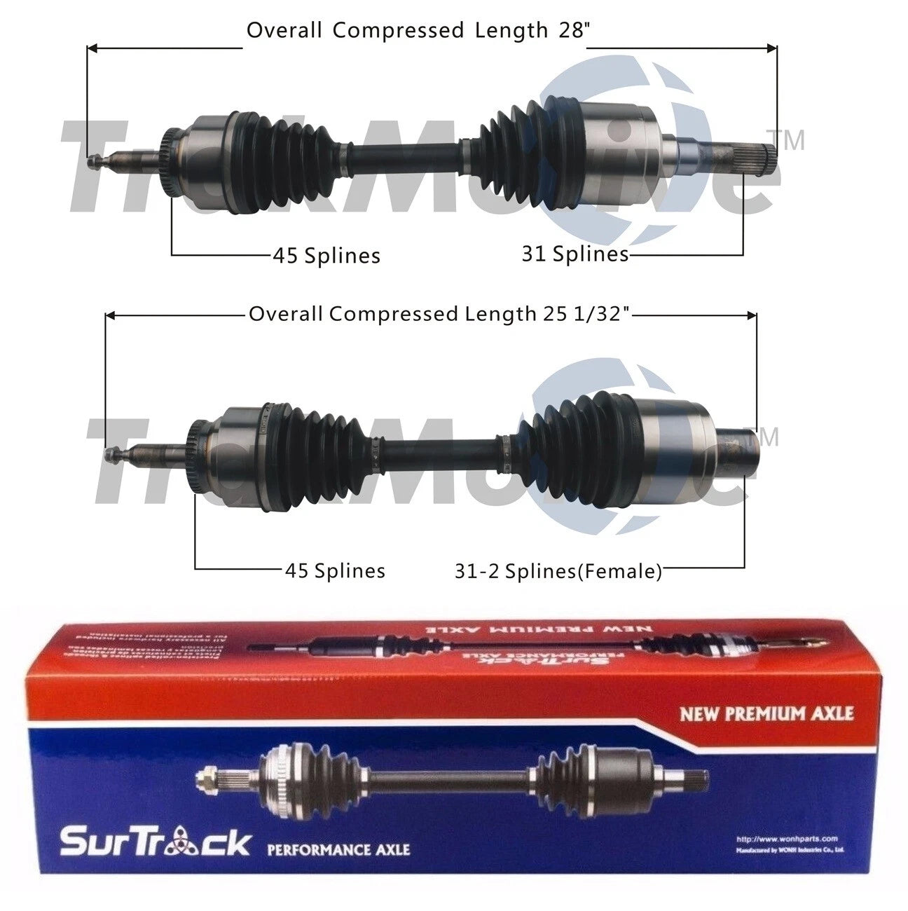 Set of 2 Front CV Axle Shafts for Ford F-150 SVT Raptor (2010–2014)