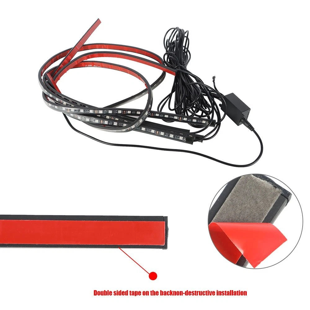 Set of 4 RGB LED Strip Neon Lights for Under Car Underglow System
