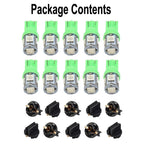 10x Green 194 LED Bulbs for Instrument Panel Gauge Cluster (DASH Light Socket)
